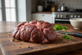 Beef kidney on a cutting board