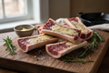 Beef Marrow Bones on a Cutting Board