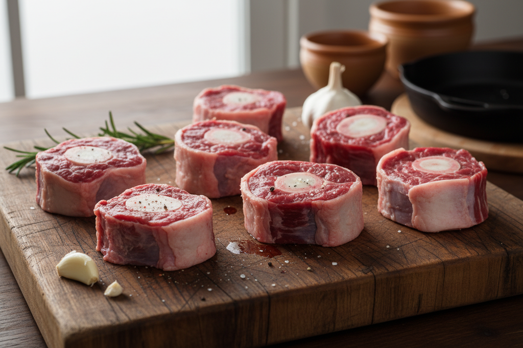 Beef oxtail on a cutting board