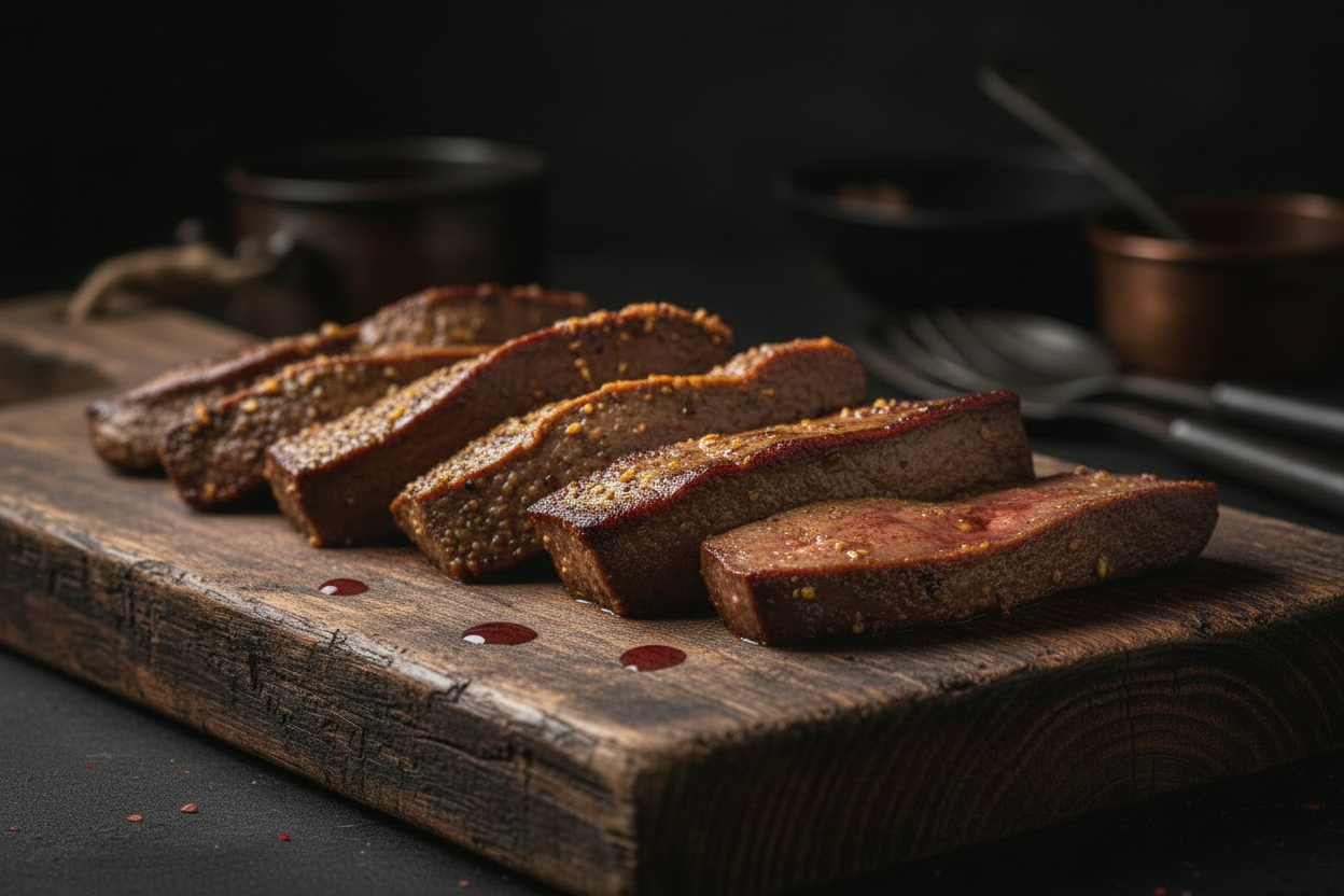 Cooked Beef Liver on Cutting Board