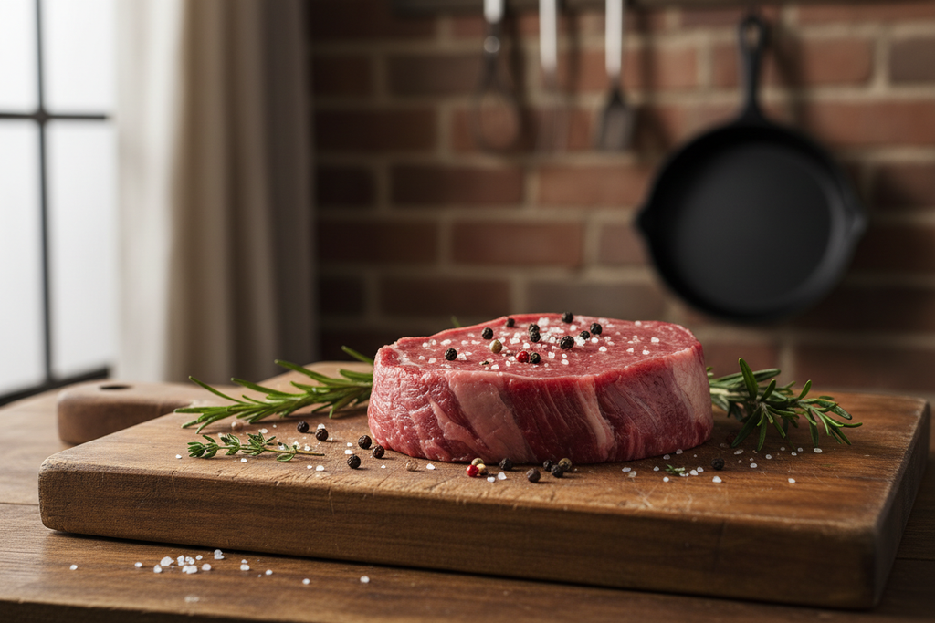 Eye of round steak on a cutting board