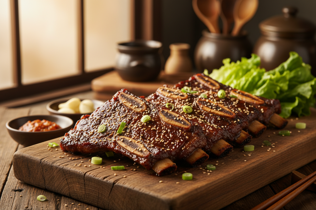 Korean Beef Ribs on a Cutting Board
