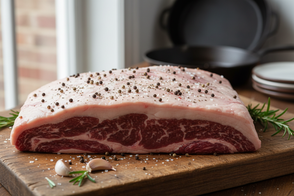 Raw Brisket on Cutting Board