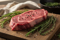 Raw London Broil on Cutting Board