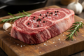 Raw Sirloin Steak on Cutting Board