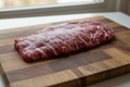 Raw Skirt Steak on Cutting Board No Paper